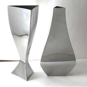 Michael Aram Set of Two Stainless Vases Relationship Collection Signed